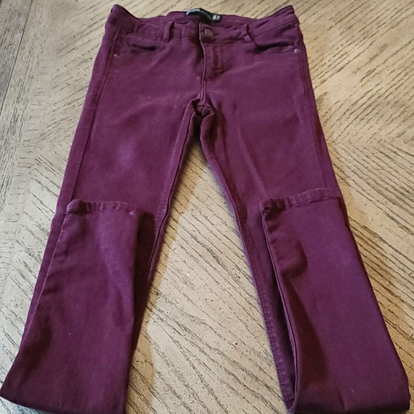 Zara Denim - Zara burgundy jean leggings size 2